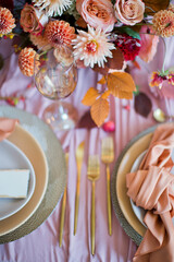 Beautiful table setting with flowers