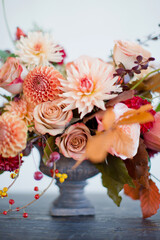 Autumn flowers bouquet in vase