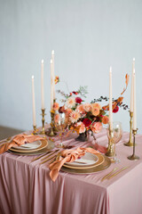 Beautiful table setting with flowers
