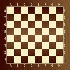 Brown empty chess board. Concept of graphic vector illustration. Art design checkered, checkerboard or chessboard