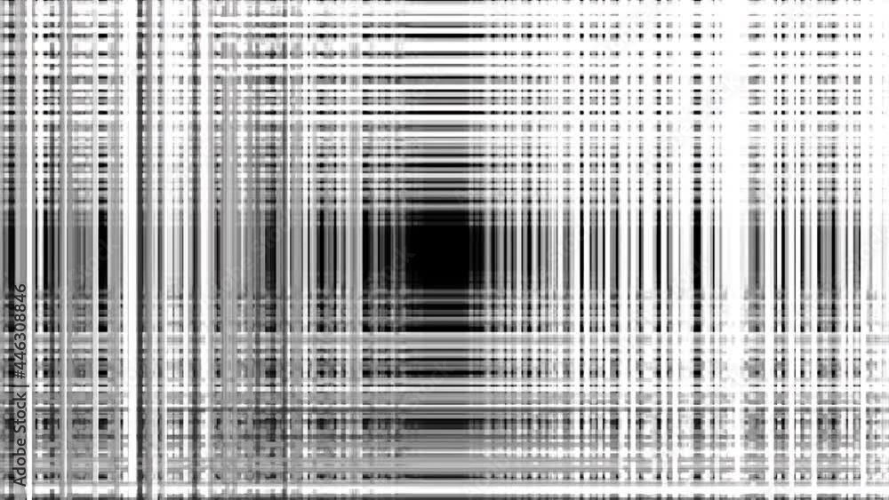 Poster black and white white horizontal and vertical lines tunnel, abstract geometric background. animation