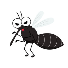 Mosquito cartoon. mosquito vector on white background.