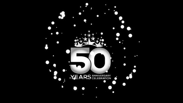 50  Years Anniversary Celebration wedding or Company Party invitation Fireworks Mixer Silver Color Logo Videos