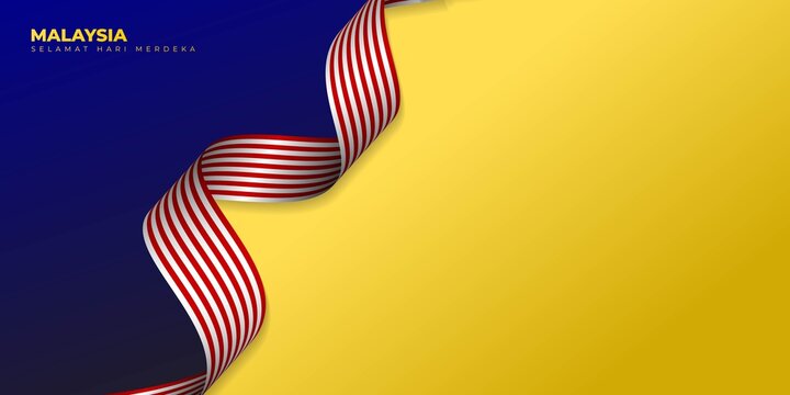 Blue Yellow Background with waving Malaysian flag design.