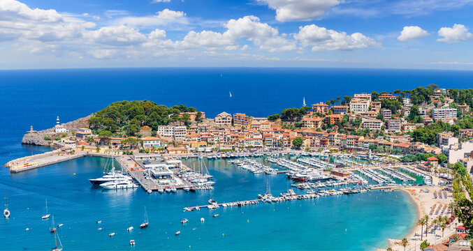 Aerial view of  Porte de Soller, Mallorca island, Spain