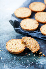 Homemade gluten free vegan coconut cookies with spices, selective focus