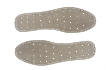 Orthopedic antibacterial insoles isolated on white background.