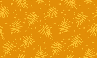 Yellow vintage seamless pattern with leaves