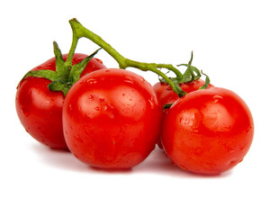 Red fresh tomatoes branch isolated on the white background