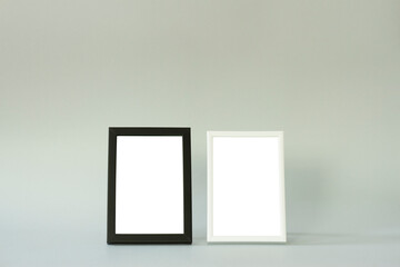 Frames with white color with blank space on gray background