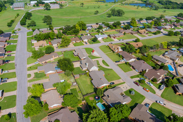Panorama overlooking view of a Clinton small town in Oklahoma US