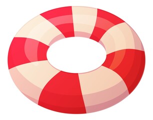 Fototapeta premium Bright semi realistic lifebuoy. Ocean rescue icon concept. Stock vector illustration isolated on white background in flat cartoon style