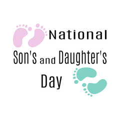 National Son's and Daughter's Day, idea for a postcard with themed lettering and colored footprints