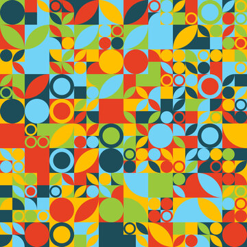 Patr&oacute;n de formas geom&eacute;tricas esf&eacute;ricas en colores veraniegos