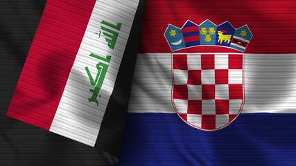 Croatia and Iraq Realistic Flag &ndash; Fabric Texture 3D Illustration