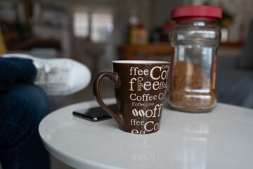 cup of coffee and beans