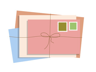 Colourful envelopes cartoon illustration. Post and mail service concept.