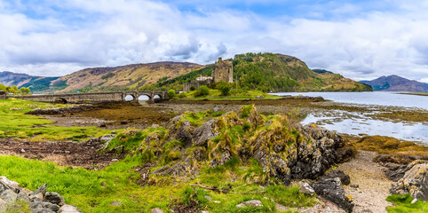 A view from the shore of Loch Long towards Loch Alsh, Scotland on a summers day