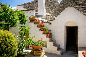Fototapeta na wymiar A trullo style house in the Puglia region of southern Italy.