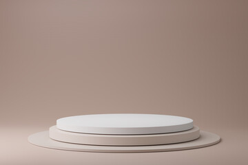 3d render of light circle podium on pastel background. Abstract background with round pedestal. Empty stage for showing product
