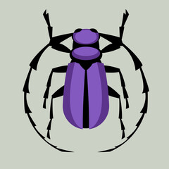 woodcutter beetle,vector illustration, flat style