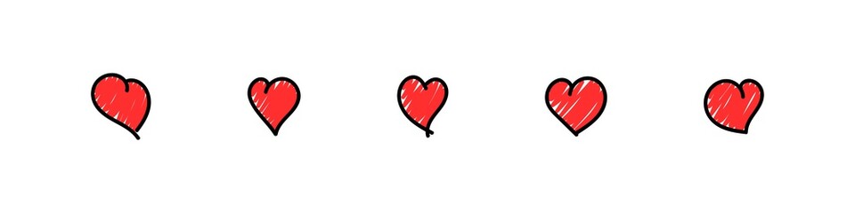 Fototapeta premium Heart doodle vector hand drawn sketch romantic love symbol collection decorative illustration.