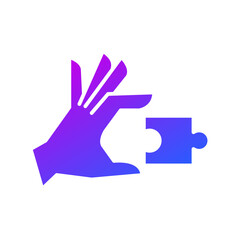 Puzzle and hand icon