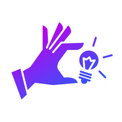 Bulb and hand icon