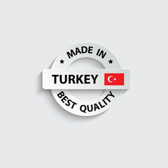 made in Turkey vector stamp. bagge with Turkey flag	