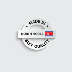 made in North Korea vector stamp. badge with North Korea flag	