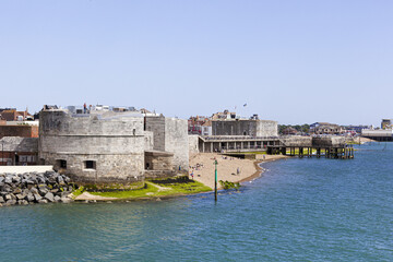The Round Tower and Square Tower at Southsea, Hampshire UK - Built in the fifteenth century as part of the defences for Portsmouth