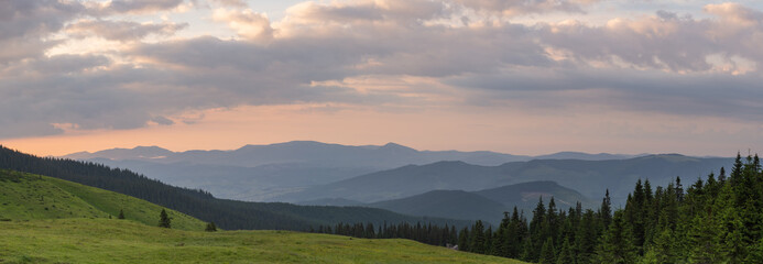 sunset over the mountains panorama