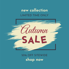 Autumn Sale Poster on a Blue Background. Autumn Special Offer. Limited Time Only