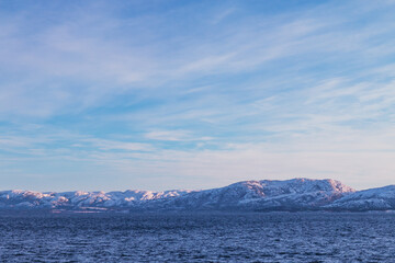 Fototapeta na wymiar Coastline of Middle Norway in winter.