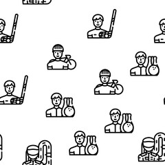 Male Sport Activities Vector Seamless Pattern Thin Line Illustration