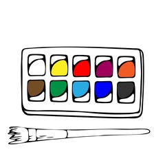 Art supplies and tools vector pack. Drawing tools set. Materials for painting with watercolors.