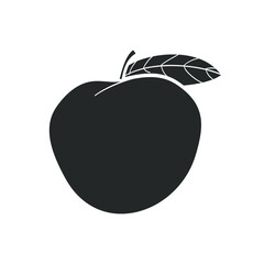 Apple Icon Silhouette Illustration. Fruit Fresh Vector Graphic Pictogram Symbol Clip Art. Doodle Sketch Black Sign.
