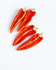 Split Red Peppers without Seeds