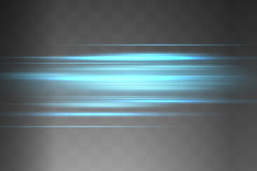 Blue horizontal lens flares pack. Laser beams, horizontal light rays.Beautiful light flares.