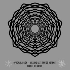 Optical Lines or Rays Illusion. Round Isolated Black Pattern on a Gray Background