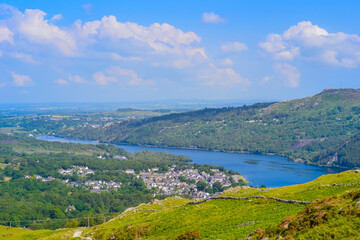 Snowdonia National Park, Epic views of mountains and valleys with blue lakes and crystal clear water