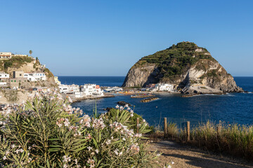 Fototapeta na wymiar Panoramic view at Borgo Sant'Angelo, Ischia, Gulf of Naples, Italy.