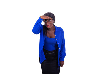 Fototapeta premium beautiful mature business woman looking away with hand on forehead smiling.