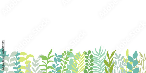 手書きタッチの様々な種類の草木 緑のハーブイラストフレーム Various Types Of Vegetation With A Handwritten Touch Green Herb Illustration Frame Wall Mural Necomammma