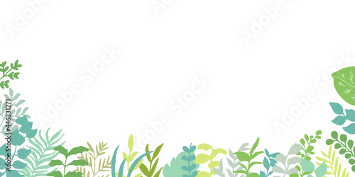 手書きタッチの様々な種類の草木 緑のハーブイラストフレーム Various Types Of Vegetation With A Handwritten Touch Green Herb Illustration Frame Wall Mural Necomammma