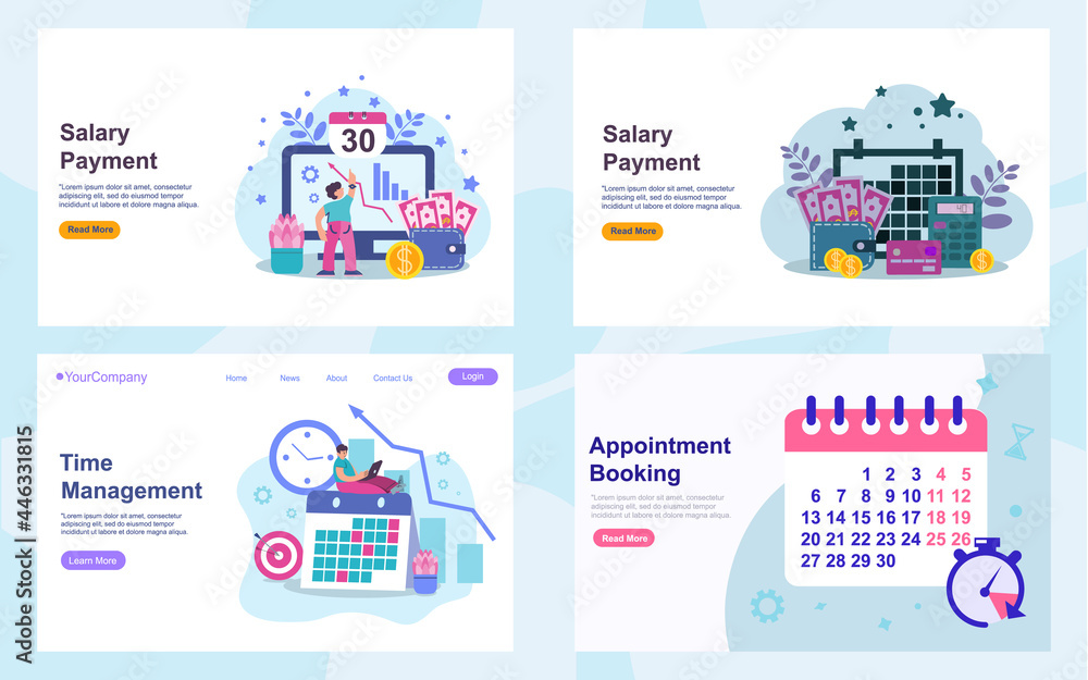 Poster set of web page design templates. modern vector illustration concepts for website and mobile website