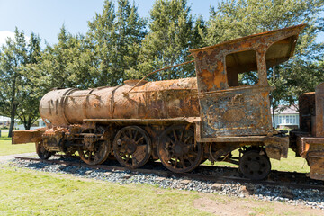 Naklejka premium Historic steam train NZR V 127 at Lumsden, New Zealand