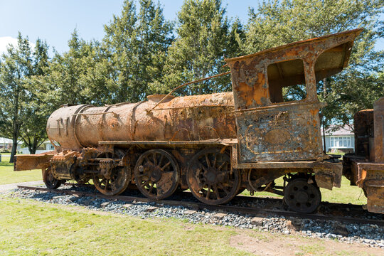 Historic steam train NZR V 127 at Lumsden, New Zealand
