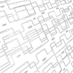 Technology background design black. Hand drawn Technology background. Drawing Technology, sketch. Technology background. Cyberpunk background. SCIFI.