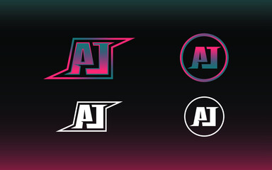 AJ letter logo with gaming style and contemporary colors
